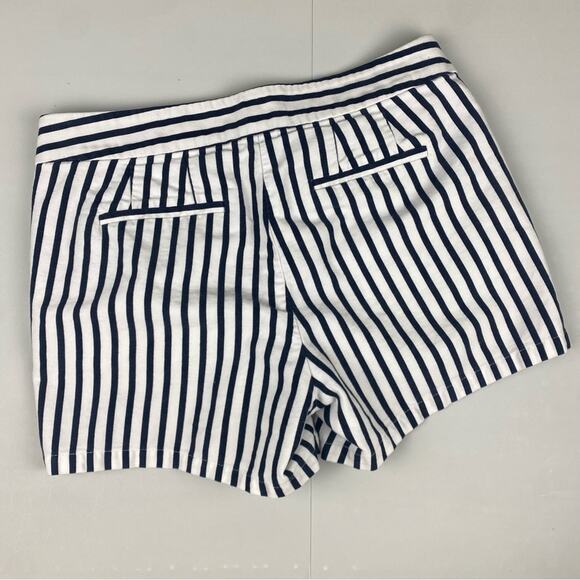 J. Crew 3.5” Striped Denim Nautical Cotton Shorts Black White Pockets Sz 2 / XS - Picture 2 of 8